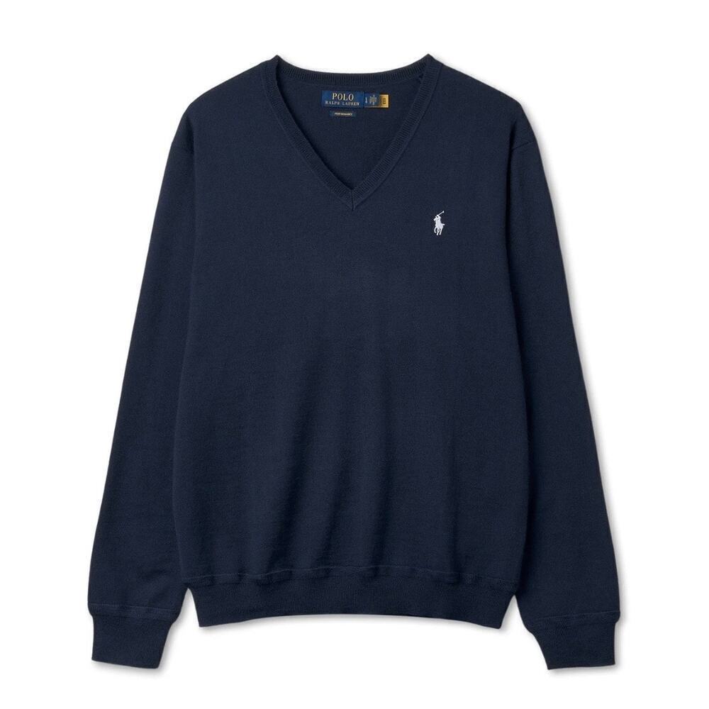 Polo Golf Ralph Lauren Performance Merino Wool Blue Sweater Size Medium